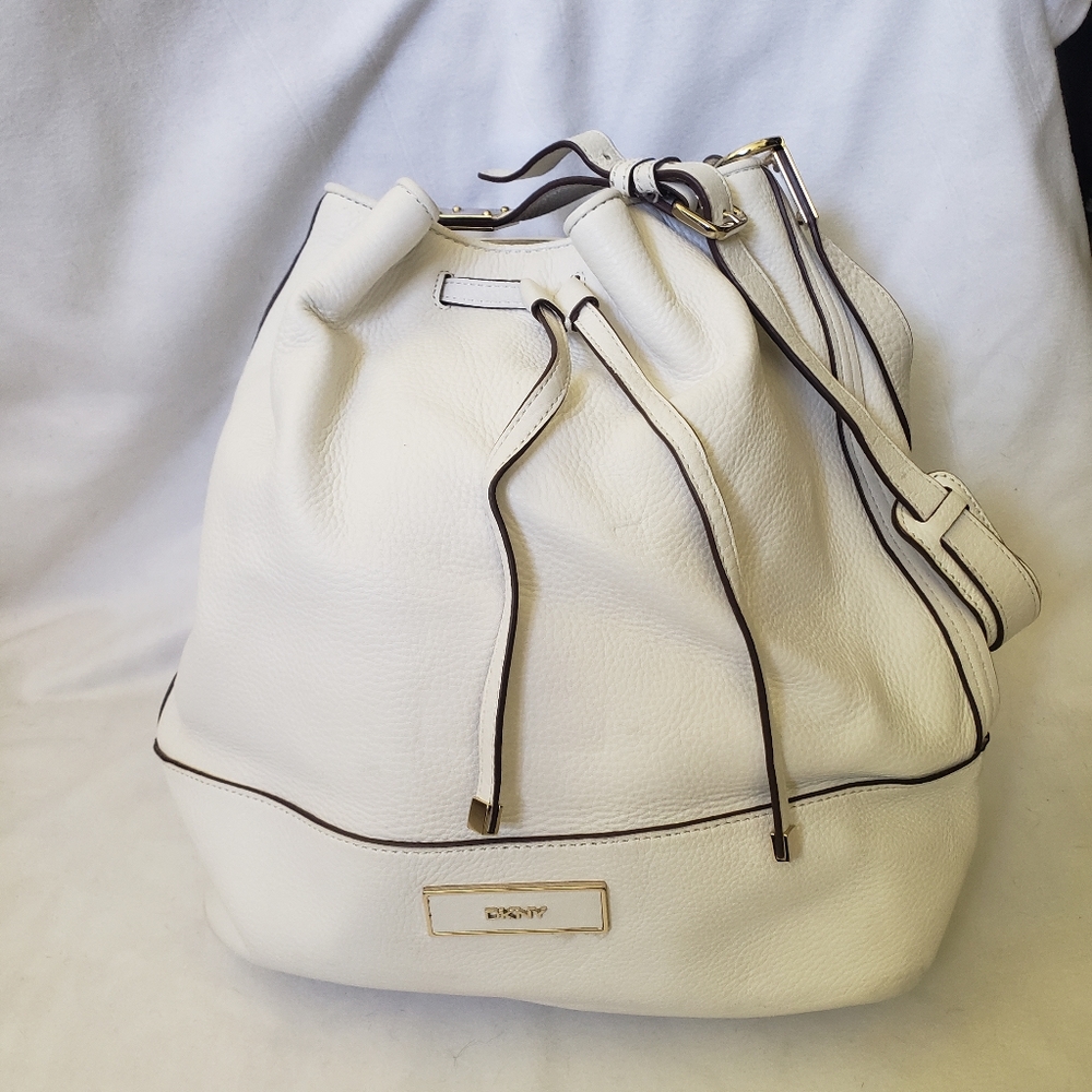 DKNY white leather purse